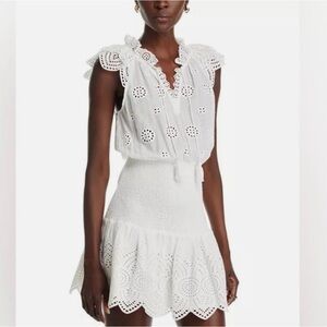 Aqua Delicate White Eyelet Mini Dress